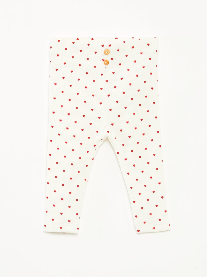Legging largo de canalé con motivo Blanco - Kiabi