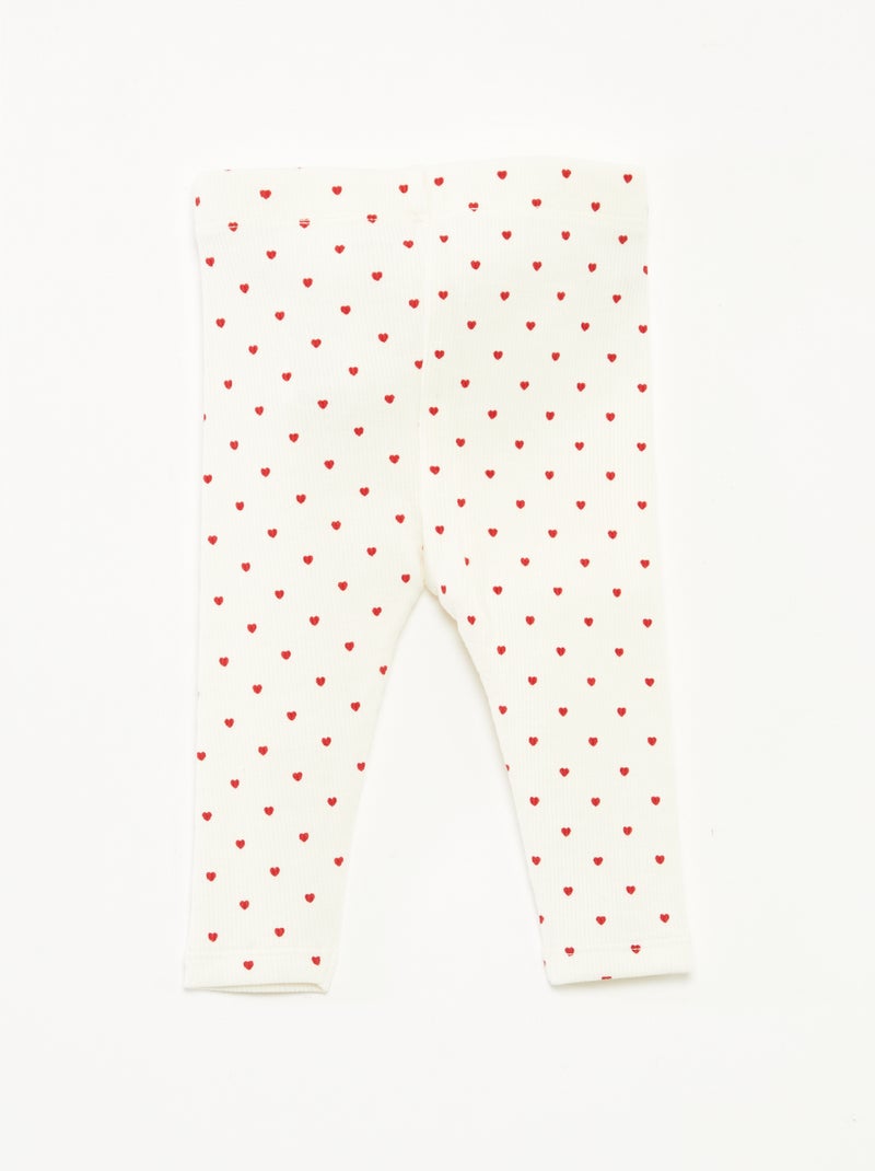 Legging largo de canalé con motivo Blanco - Kiabi