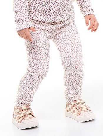 Legging largo de canalé con motivo