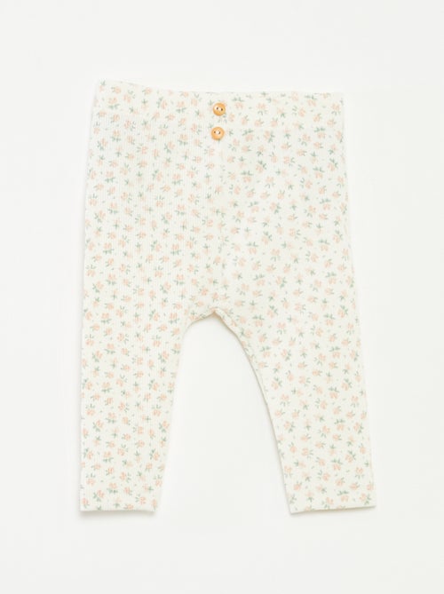 Legging largo de canalé con motivo - Kiabi