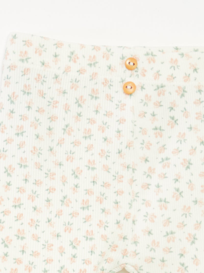 Legging largo de canalé con motivo Blanco - Kiabi