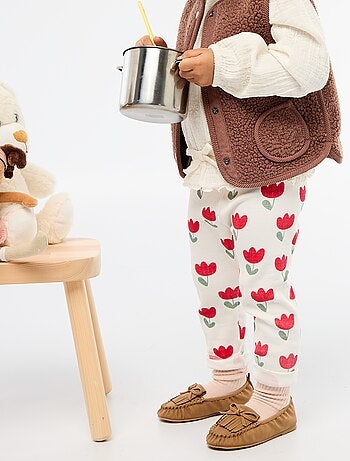 Legging largo de canalé con motivo