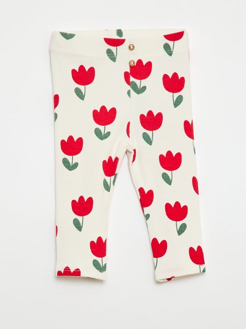 Legging largo de canalé con motivo - Kiabi