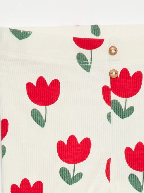Legging largo de canalé con motivo - Kiabi