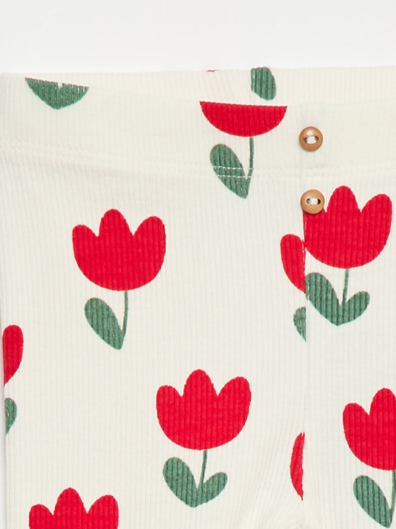 Legging largo de canalé con motivo Blanco - Kiabi