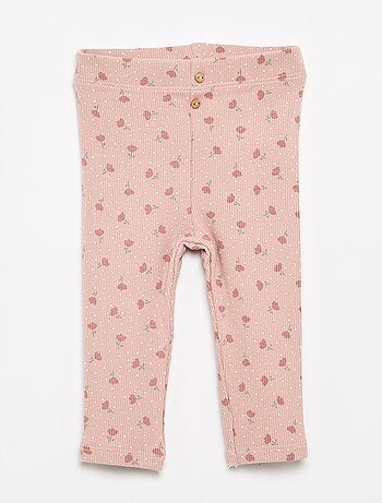 Legging largo de canalé con motivo