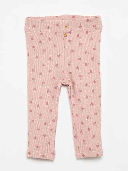 Legging largo de canalé con motivo - Kiabi Legging largo de canalé con motivo - Kiabi