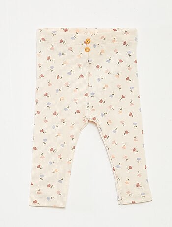 Legging largo de canalé con motivo
