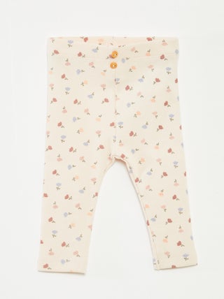 Legging largo de canalé con motivo