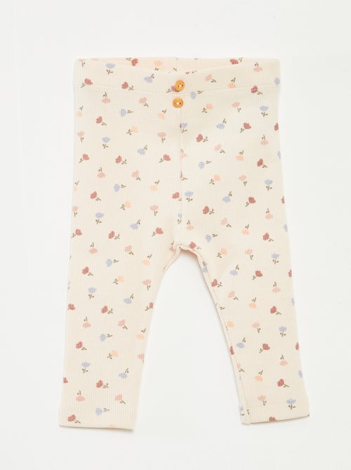 Legging largo de canalé con motivo - Kiabi