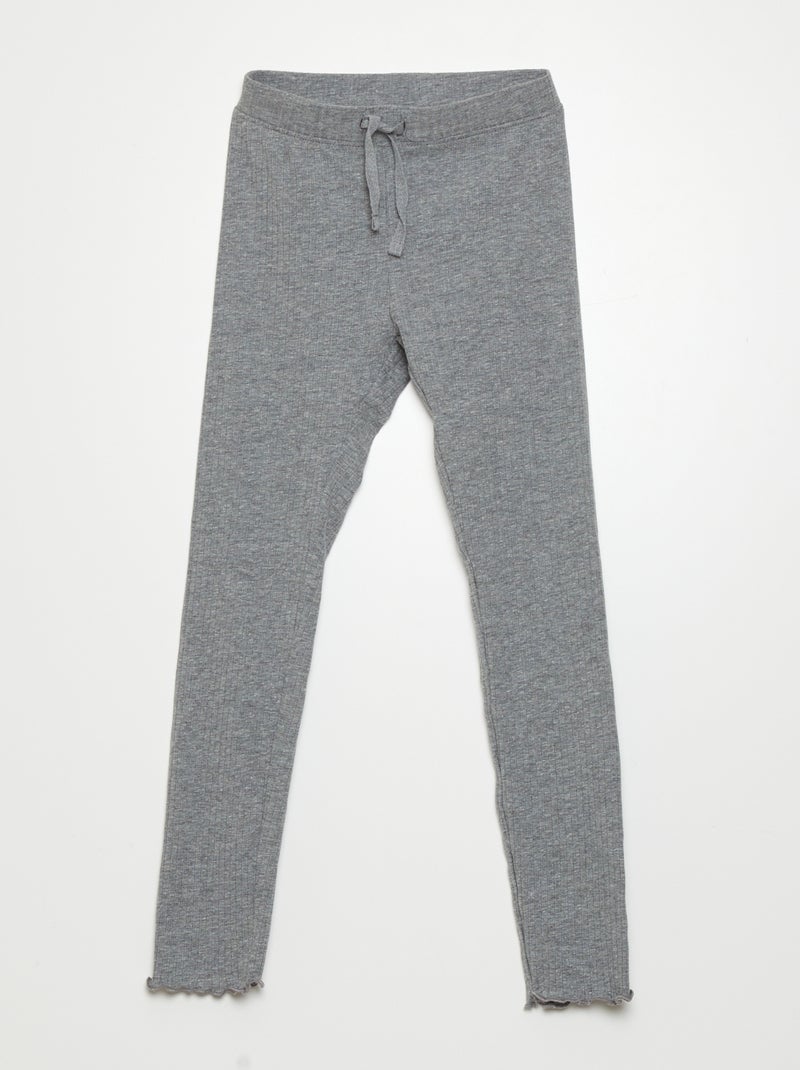 Legging largo de canalé Gris - Kiabi