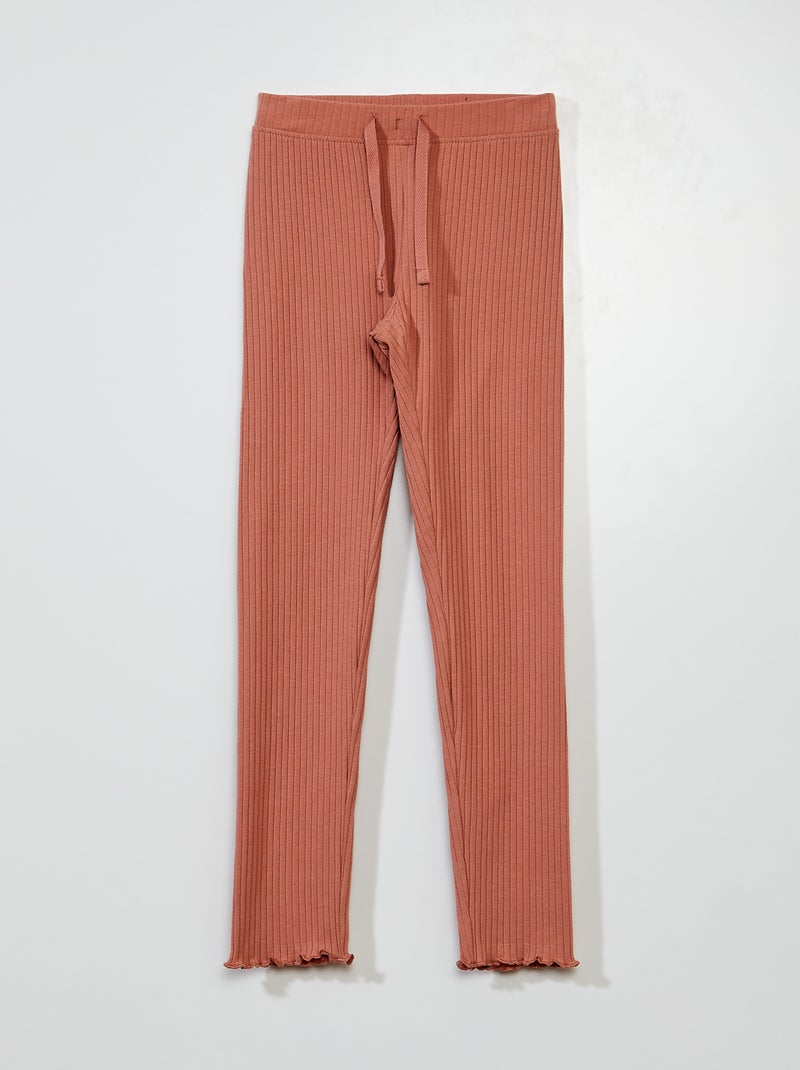 Legging largo de canalé rosa - Kiabi