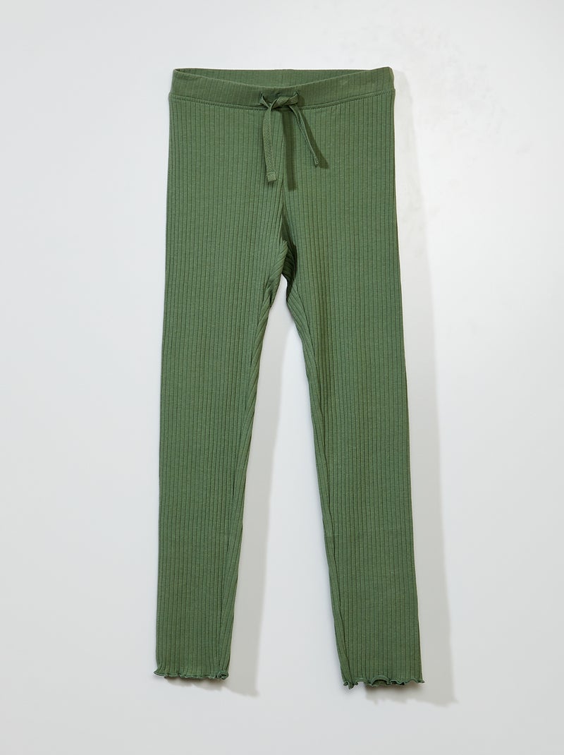 Legging largo de canalé Verde - Kiabi