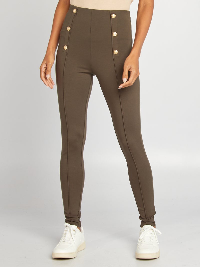 Legging largo de talle alto KAKI - Kiabi