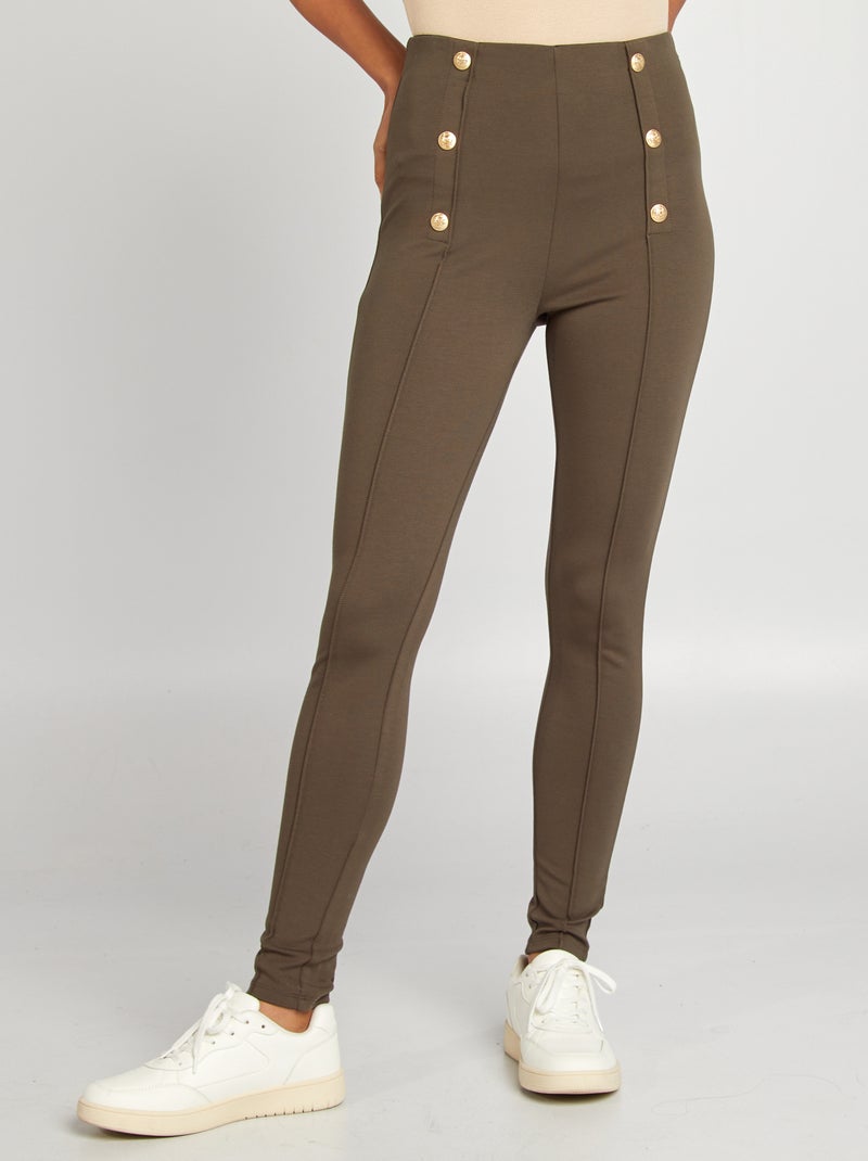 Legging largo de talle alto KAKI - Kiabi