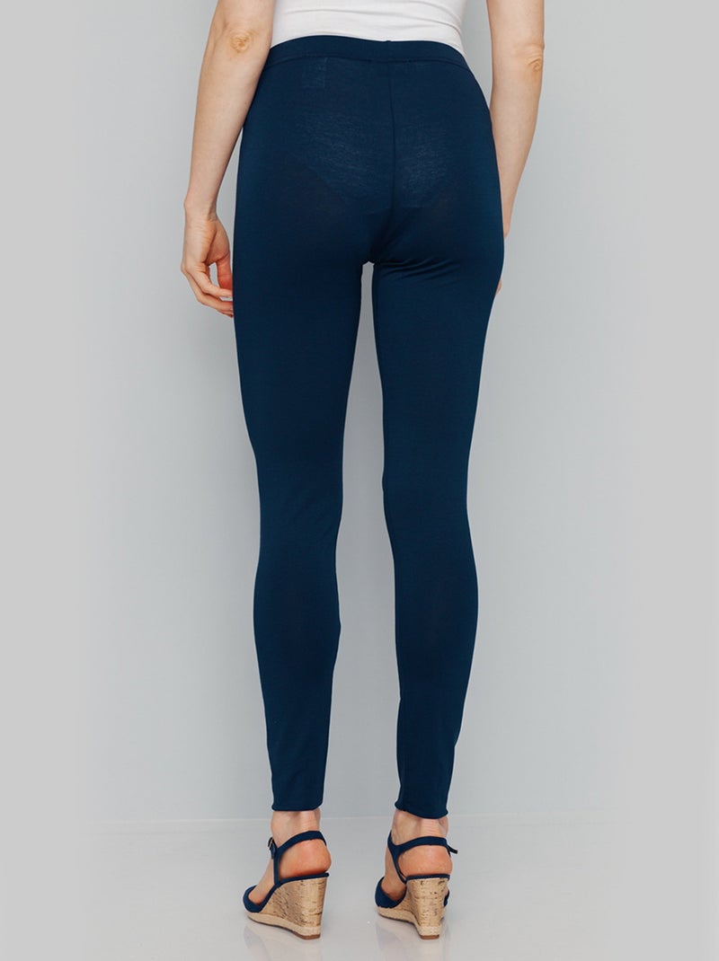 Legging largo liso con cinturilla elástica Azul marino - Kiabi