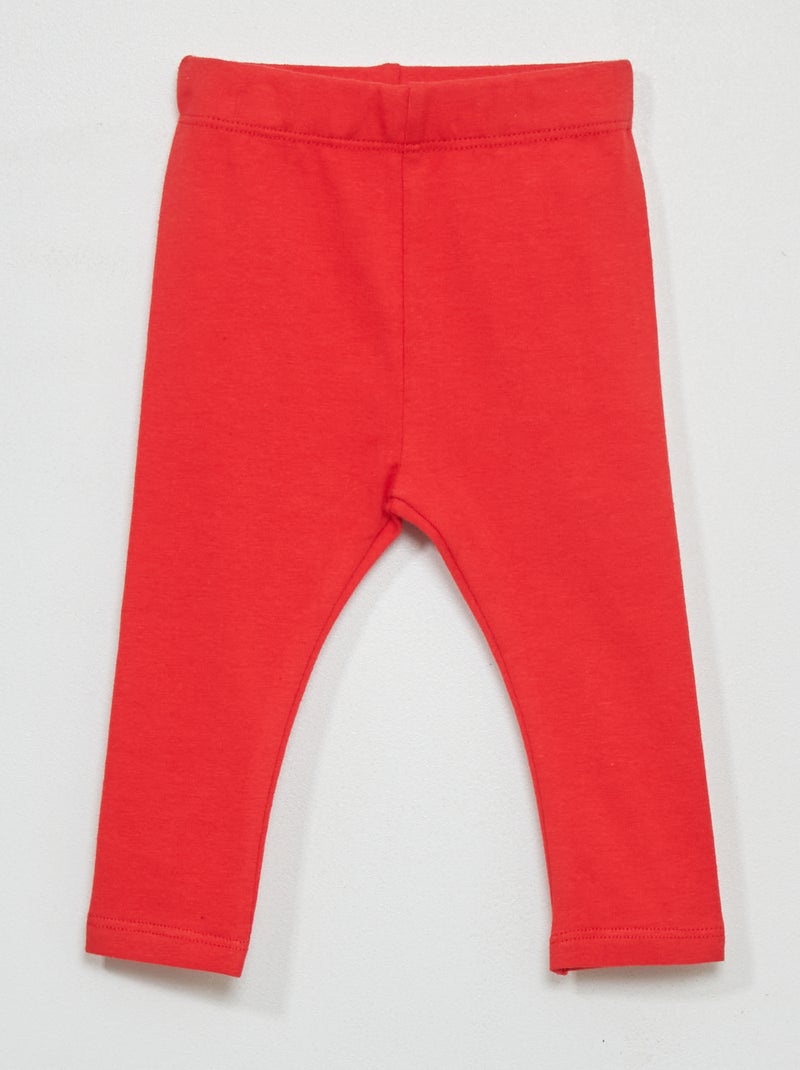 Legging largo liso de punto rojo cereza - Kiabi