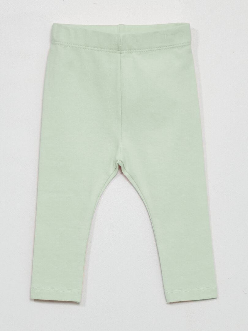Legging largo liso de punto verde ceniciento - Kiabi