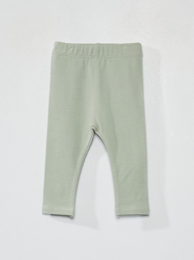 Legging largo liso de punto verde ceniciento - Kiabi