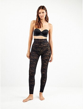Legging largo moldeador sin costuras, de encaje floral