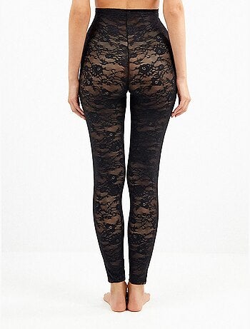Legging largo moldeador sin costuras, de encaje floral