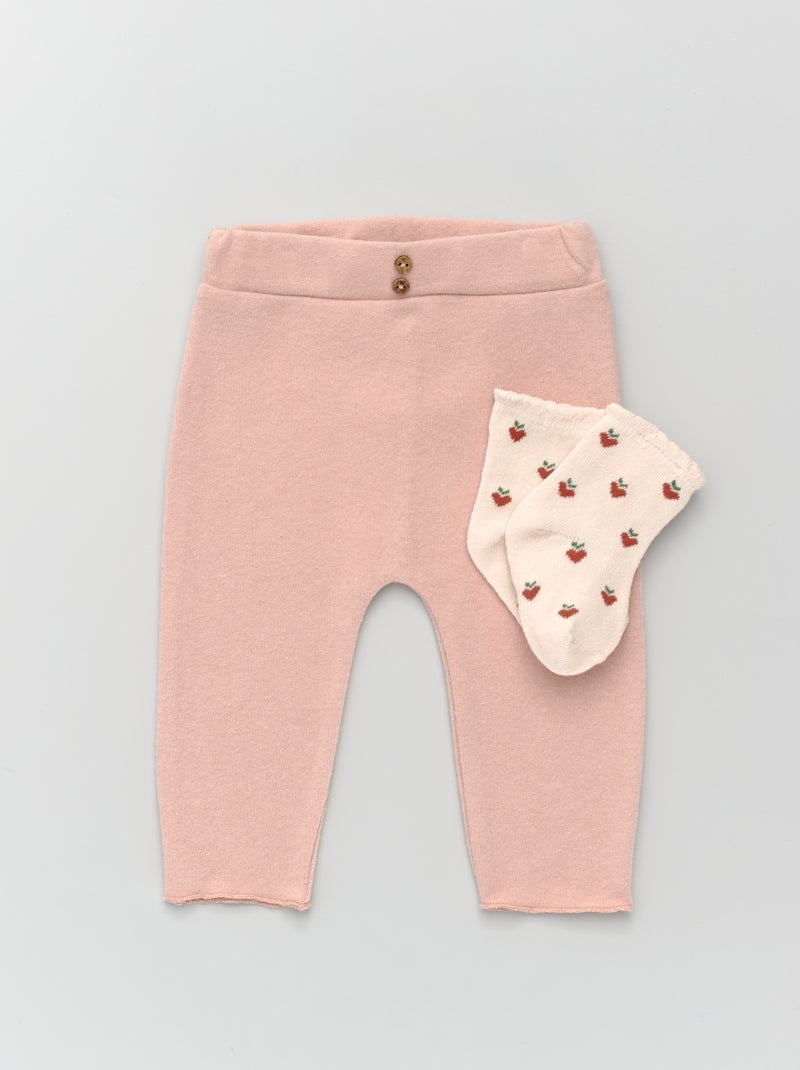 Legging liso + calcetines con motivos ROSA - Kiabi