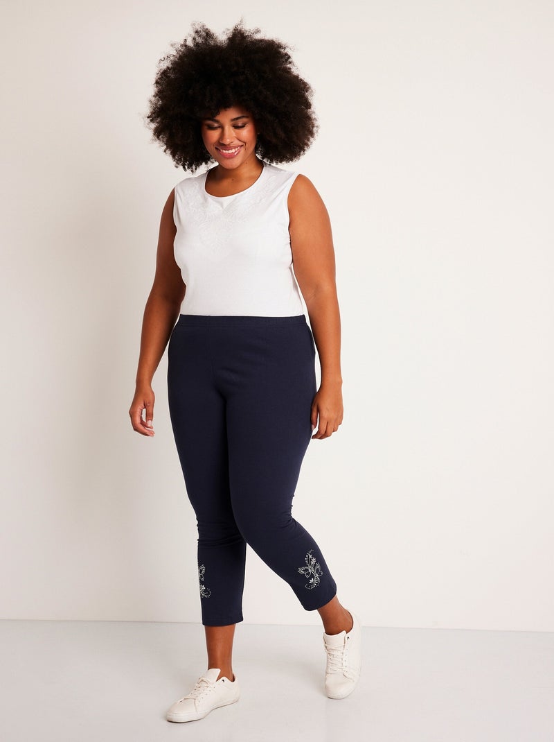 Legging liso corto con cinturilla elástica - Afibel Azul - Kiabi