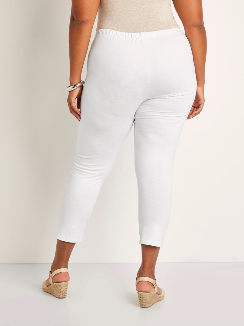 Legging liso corto con cinturilla elástica - Afibel Blanco - Kiabi