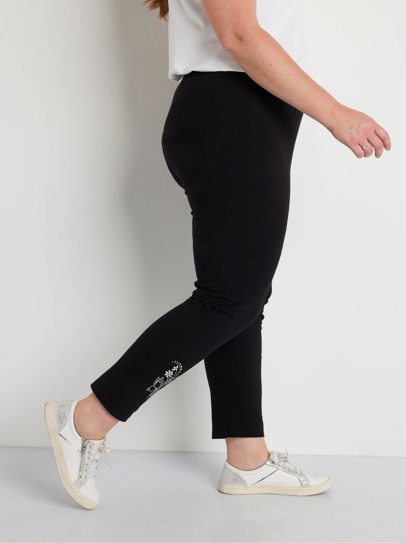 Legging liso corto con cinturilla elástica - Afibel Negro - Kiabi