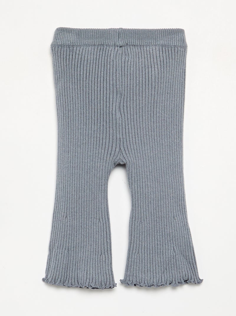 Legging liso de punto acanalado Azul - Kiabi
