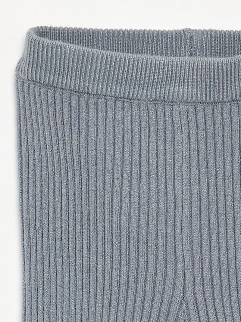 Legging liso de punto acanalado Azul - Kiabi