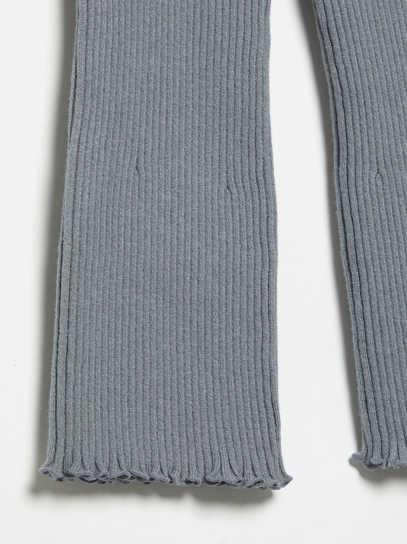 Legging liso de punto acanalado Gris - Kiabi