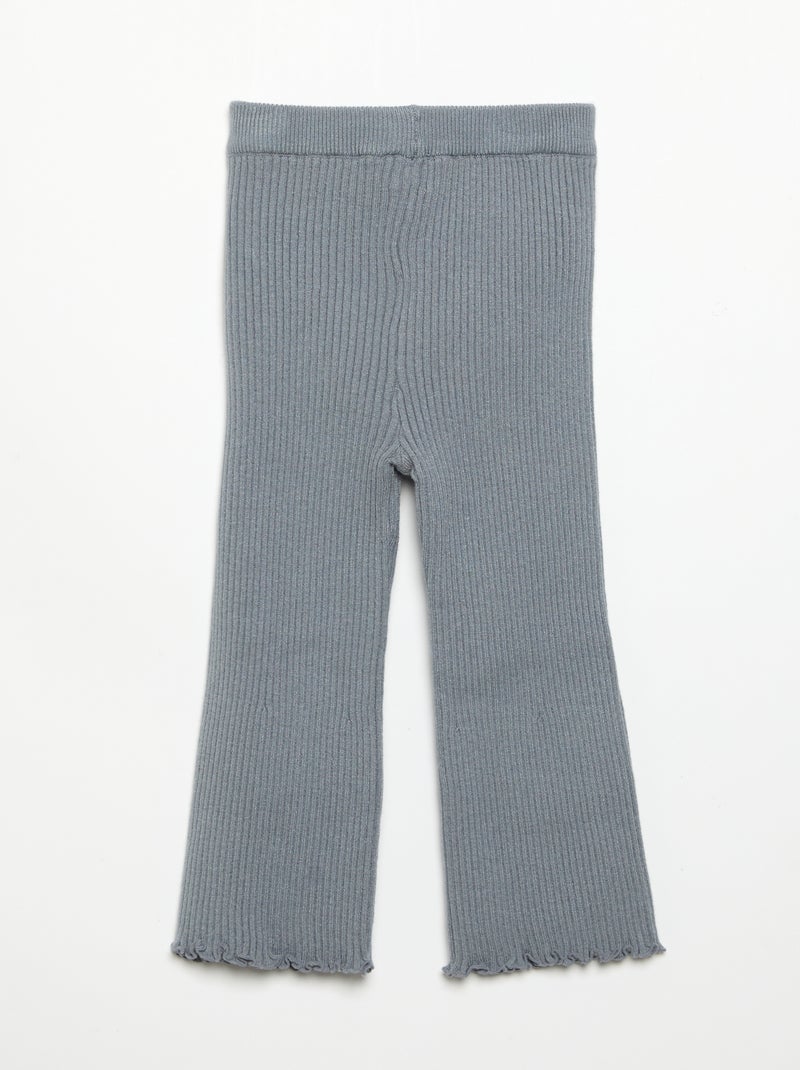 Legging liso de punto acanalado Gris - Kiabi