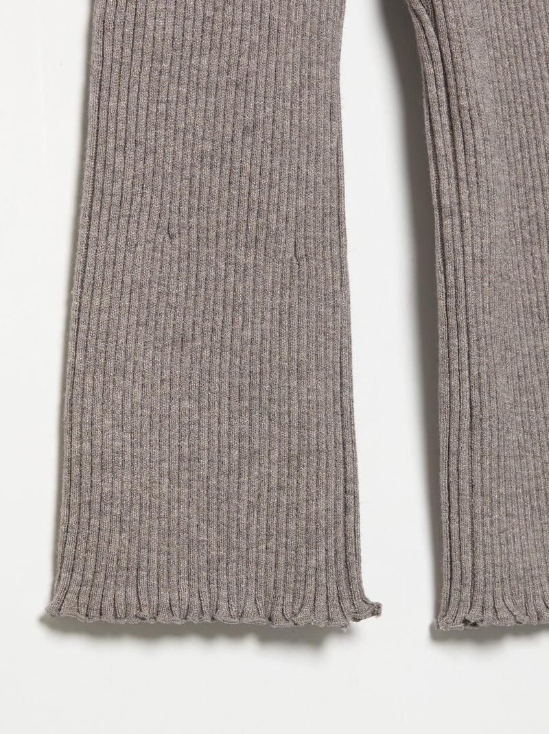 Legging liso de punto acanalado Marron - Kiabi