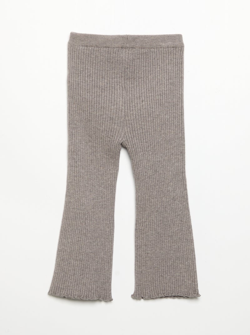 Legging liso de punto acanalado Marron - Kiabi