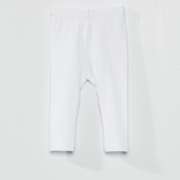 Legging liso de punto bebé niña - blanco - Kiabi - 2,50€