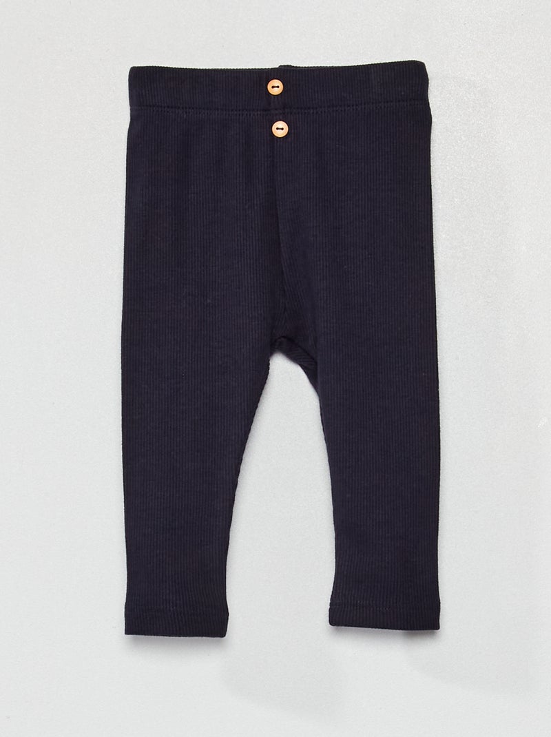 Legging liso de punto de canalé AZUL - Kiabi