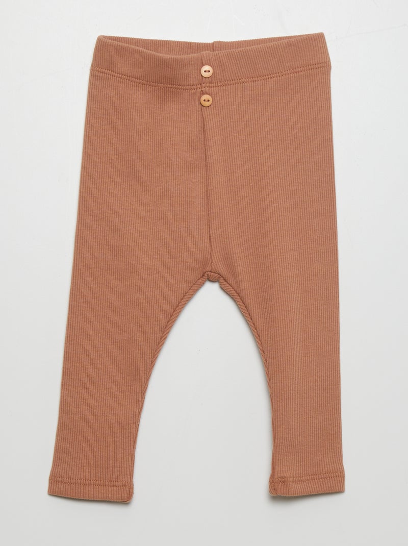 Legging liso de punto de canalé MARRON - Kiabi