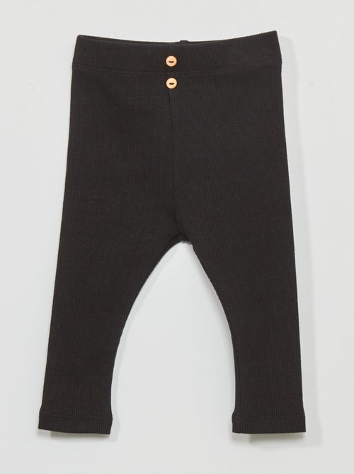 Legging liso de punto de canalé - Kiabi