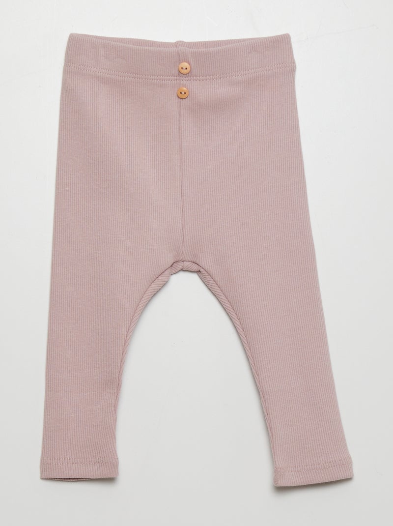Legging liso de punto de canalé PURPURA - Kiabi