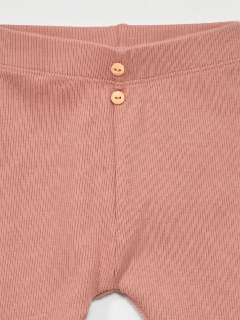 Legging liso de punto de canalé ROSA - Kiabi