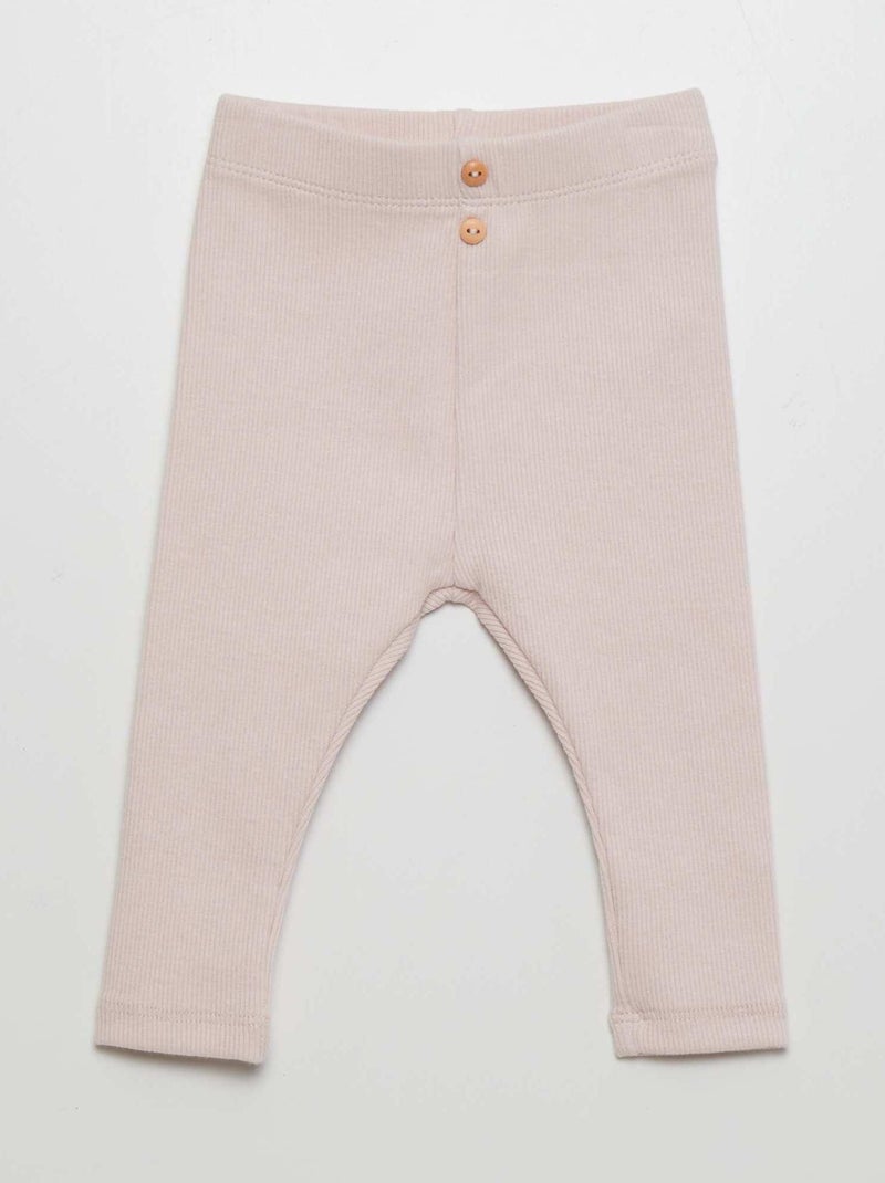 Legging liso de punto de canalé ROSA - Kiabi