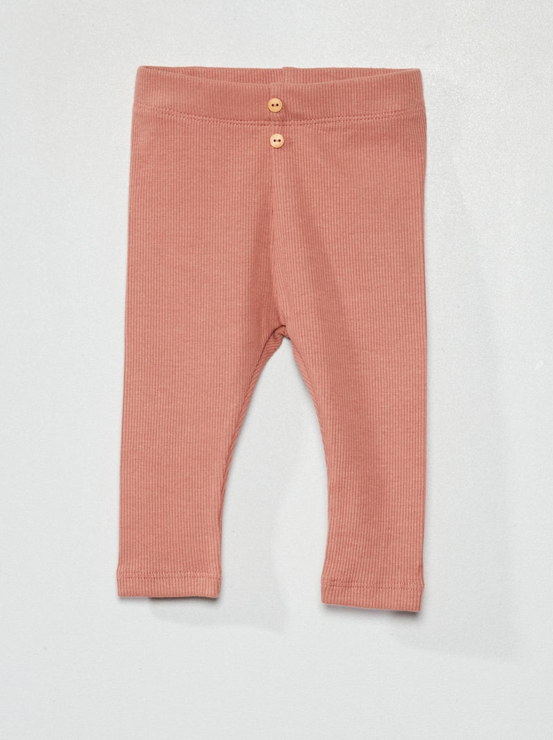 Legging liso de punto de canalé ROSA - Kiabi