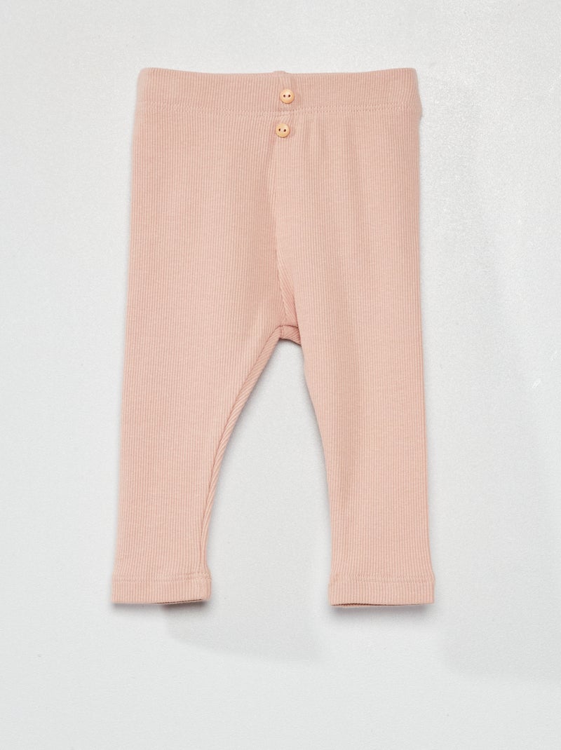 Legging liso de punto de canalé ROSA - Kiabi