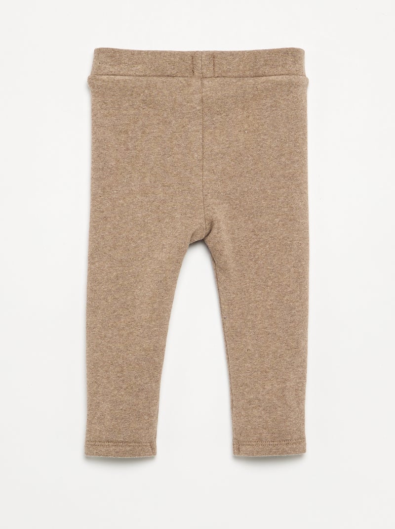 Legging liso de punto perchado Beige - Kiabi