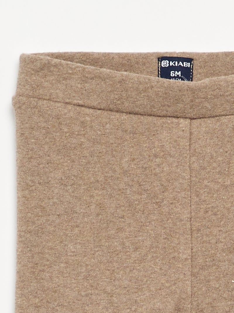 Legging liso de punto perchado Beige - Kiabi