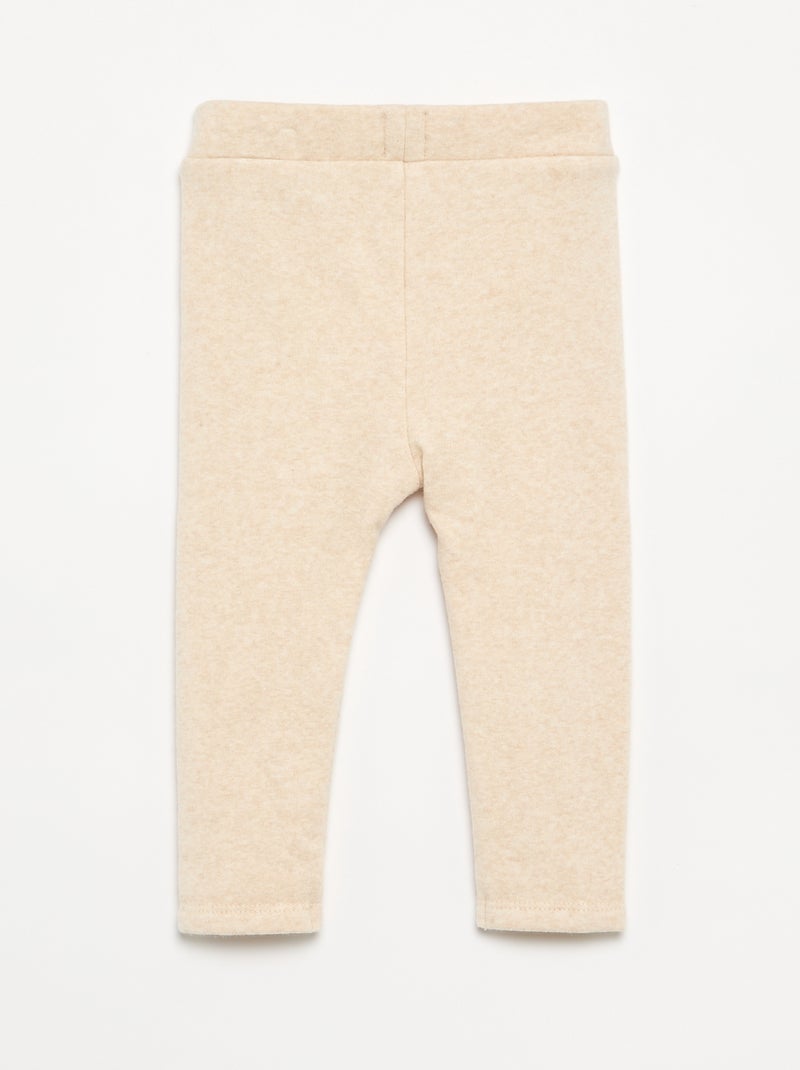 Legging liso de punto perchado Beige - Kiabi