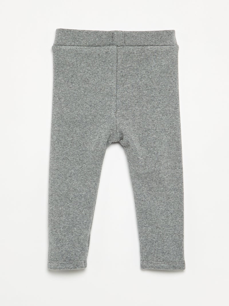 Legging liso de punto perchado Gris - Kiabi