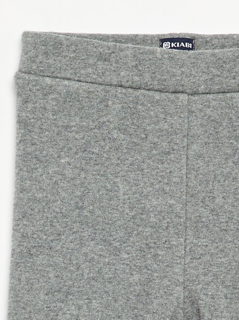 Legging liso de punto perchado Gris - Kiabi