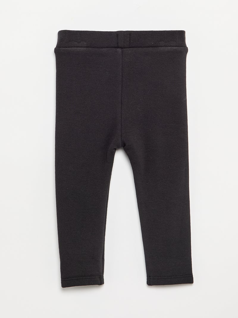 Legging liso de punto perchado Negro - Kiabi
